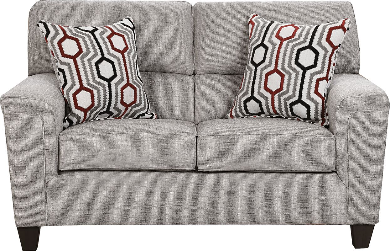 Maylie 2 Pc Gray Chenille Fabric Living Room Set With Sofa, Loveseat ...