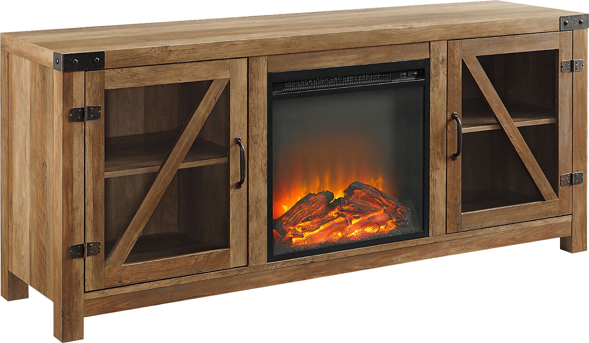 Maytor Barnwood 58 in. Console with Fireplace - Image 1