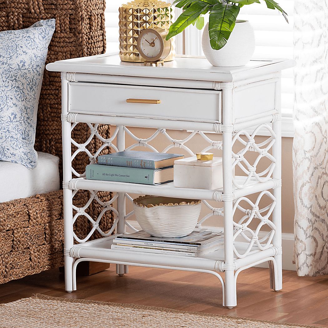 Mazefly White Nightstand
