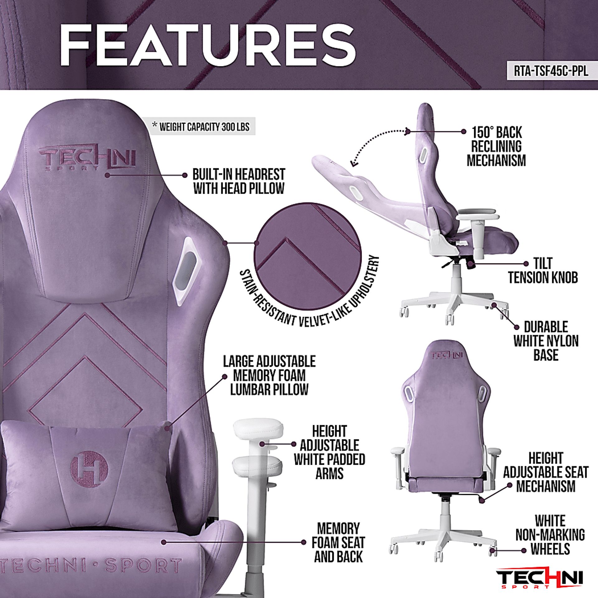 Mazroz Purple Gaming Chair - Image 3