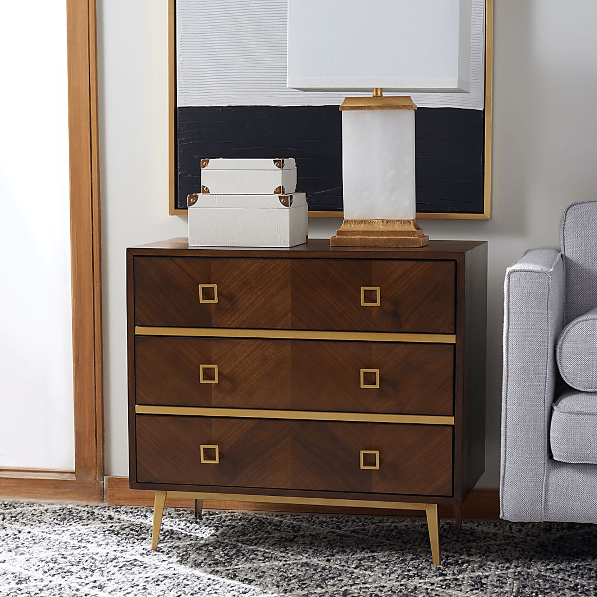 Mazyck Walnut Chevron Accent Cabinet - Image 2