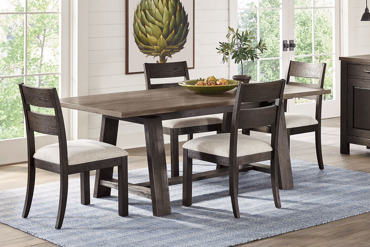 Mccallum 5 Pc Walnut Dark Wood Dining Room Set With Dining Table, Side 