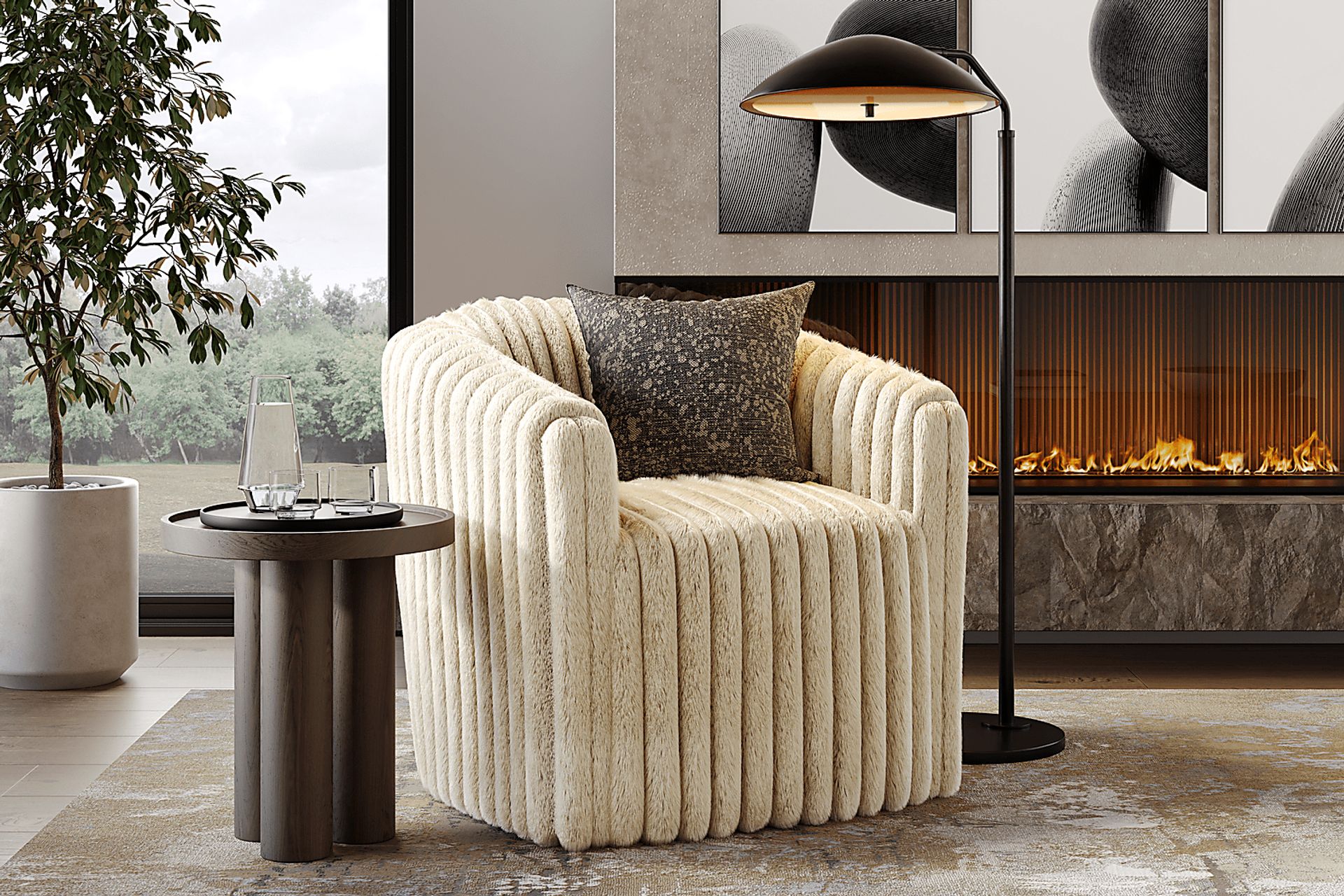 McCord Beige Swivel Chair - Image 3