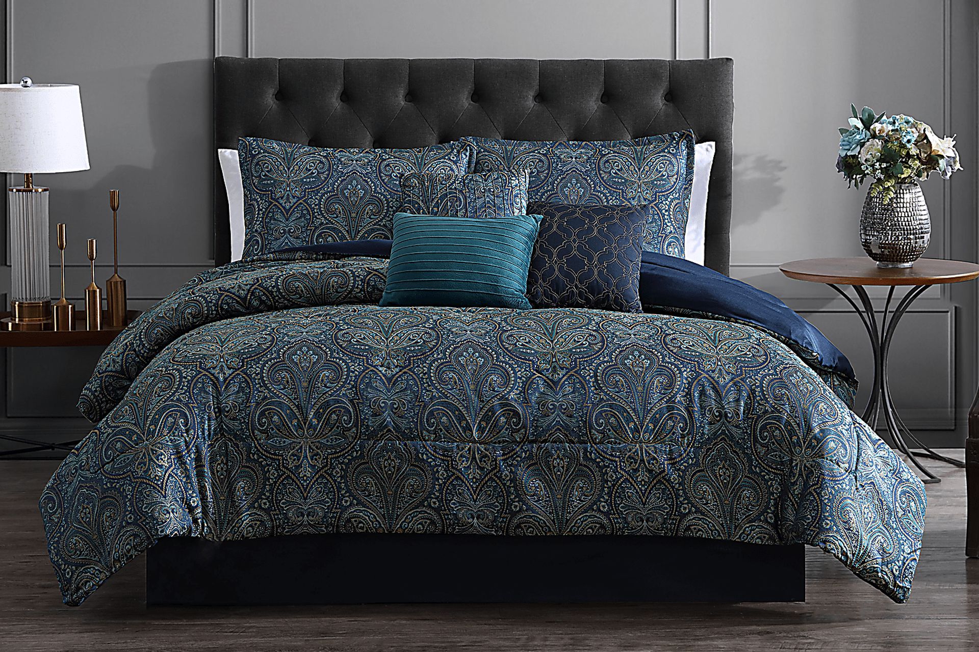 McKillop Teal 7 Piece King Comforter Set - Image 2