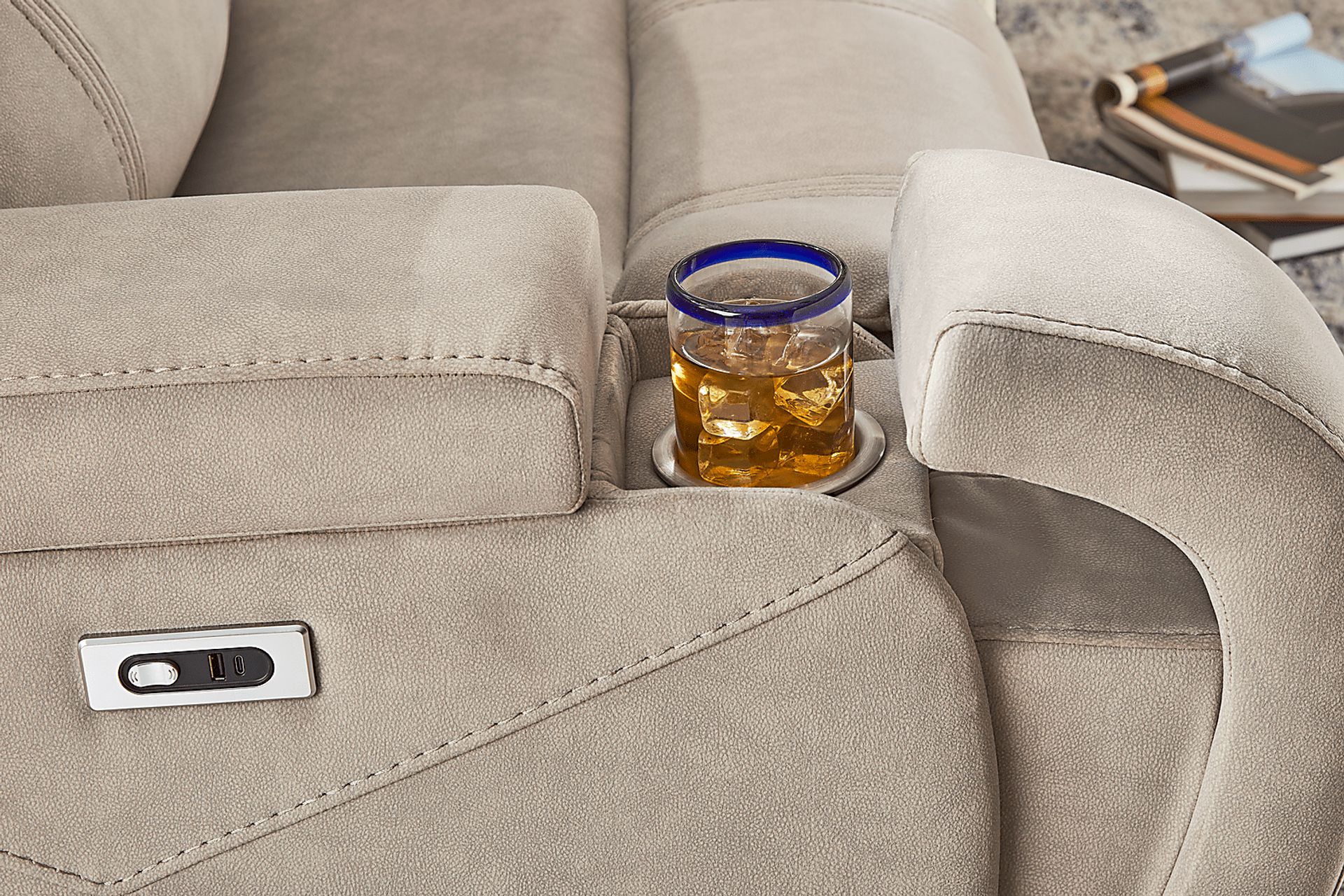 McKinley Beige Power Reclining Loveseat - Image 6