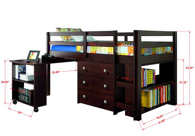 McVay Brown Twin Low Loft Bed - Thumbnail - Image 4