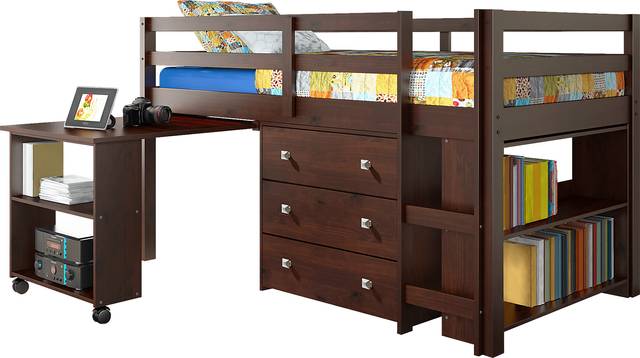 McVay Brown Twin Low Loft Bed - Thumbnail - Image 1