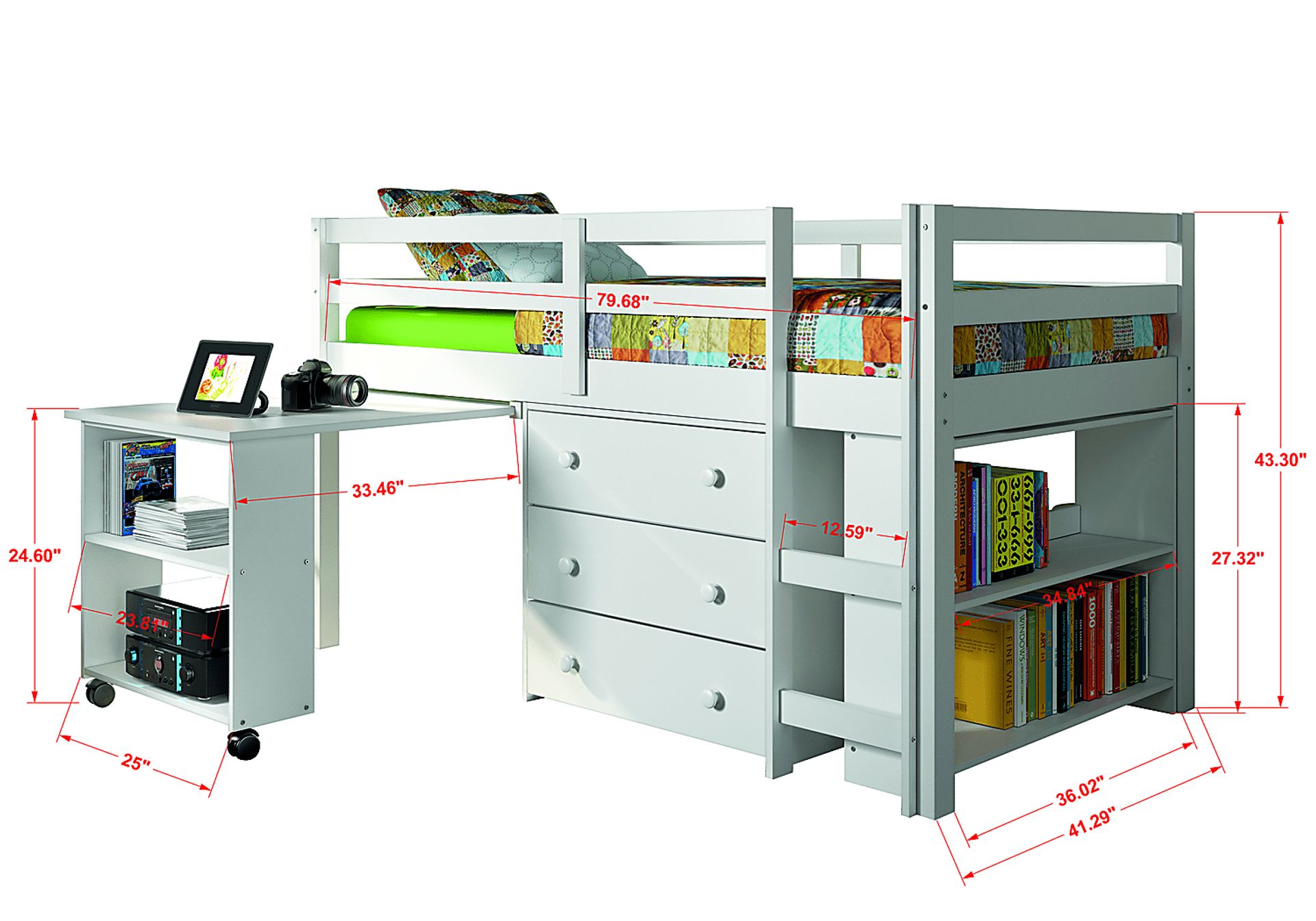 McVay White Twin Low Loft Bed - Image 4