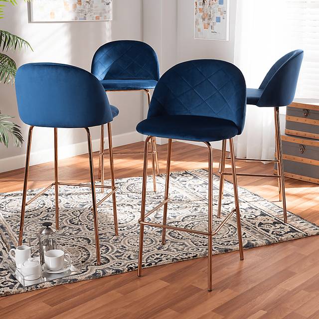 McVey Blue Bar Stool, Set of 4 - Thumbnail - Image 5