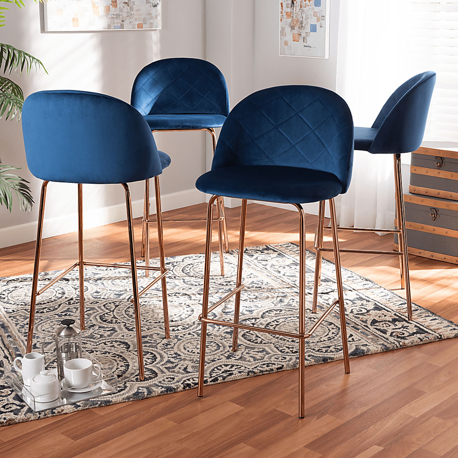 McVey Blue Bar Stool, Set of 4 - Image 5