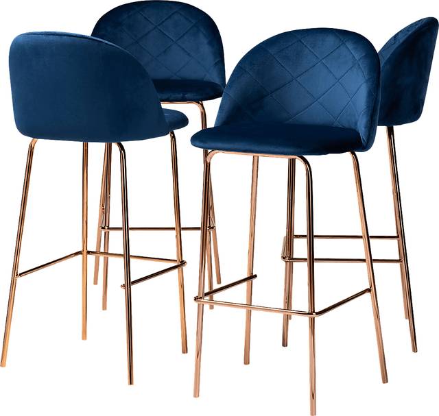 McVey Blue Bar Stool, Set of 4 - Thumbnail - Image 1