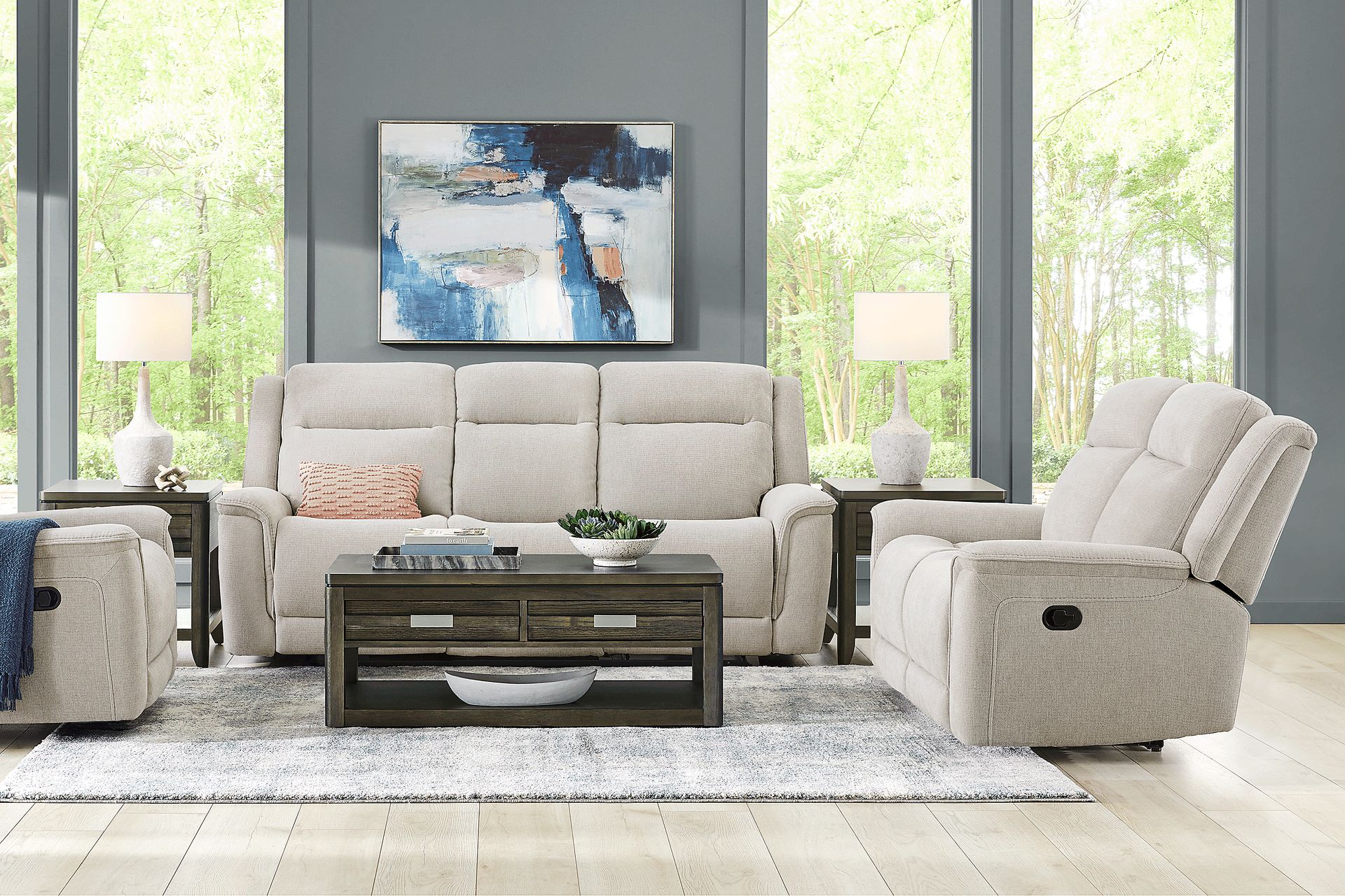 Meadow Park Cement 2 Pc Reclining Living Room - Image 1