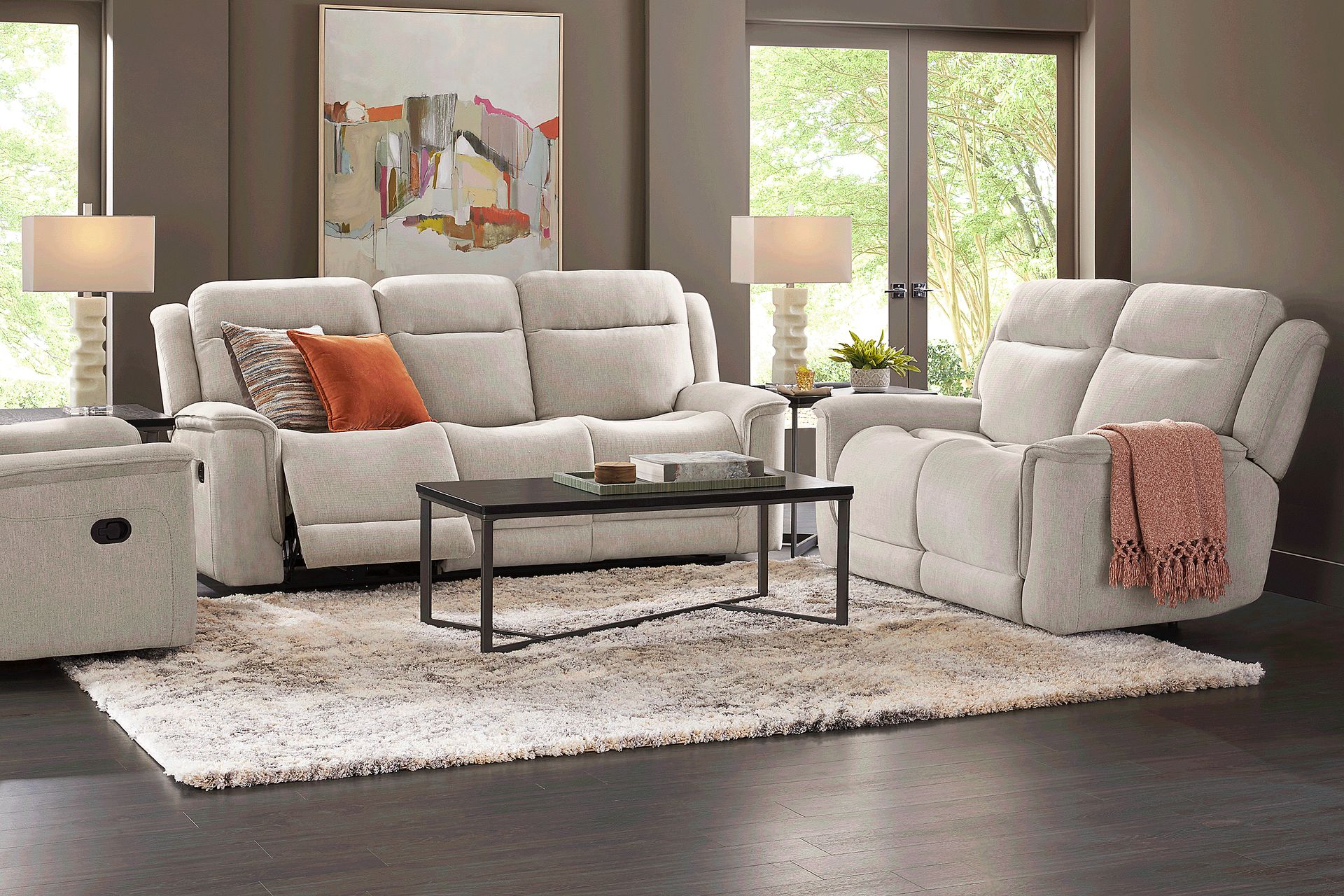Meadow Park Cement 7 Pc Reclining Living Room - Image 1