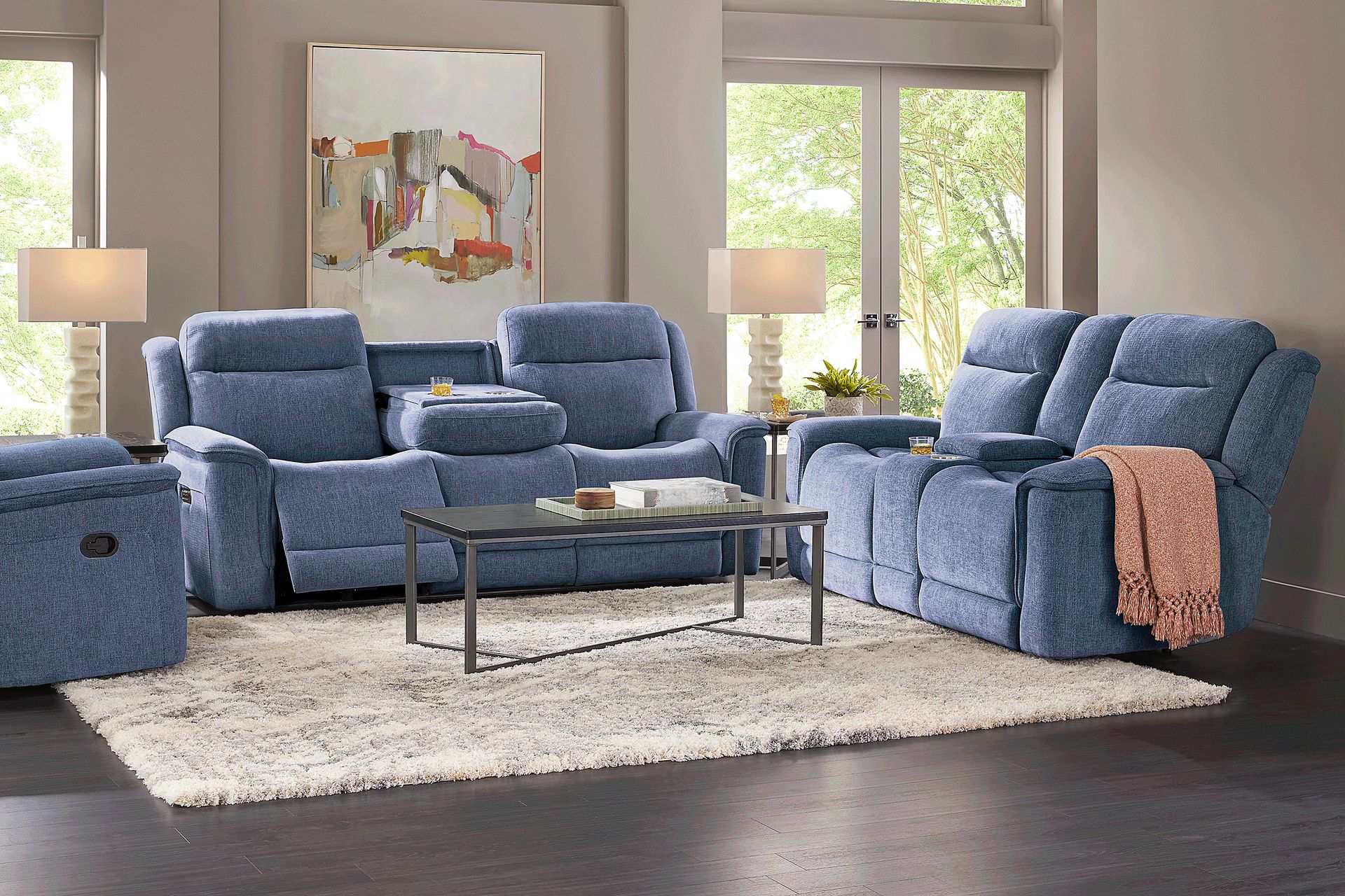 Meadow Park Cobalt 5 Pc Dual Power Reclining Living Room - Image 1