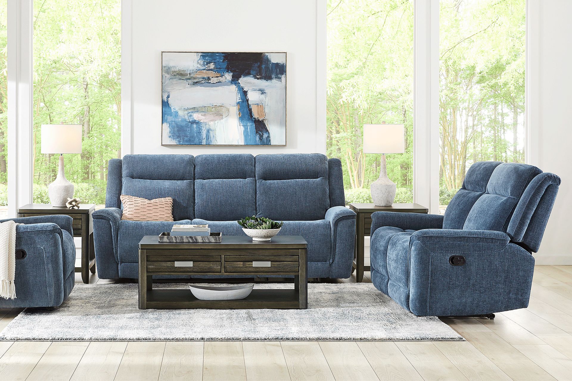 Meadow Park Cobalt 8 Pc Reclining Living Room - Image 1