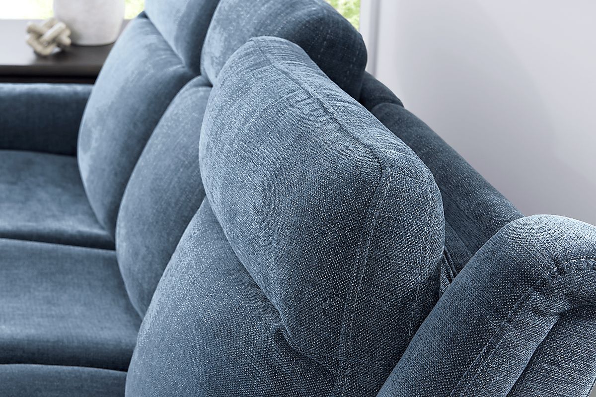 Meadow Park 2 Pc Cobalt Blue Chenille Fabric Dual Power Reclining ...