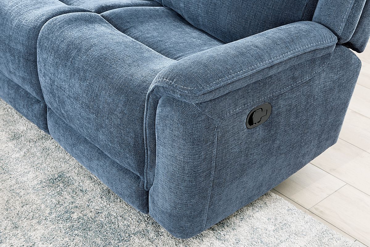 Meadow Park 5 Pc Cobalt Blue Chenille Fabric Non-Power Reclining Living ...