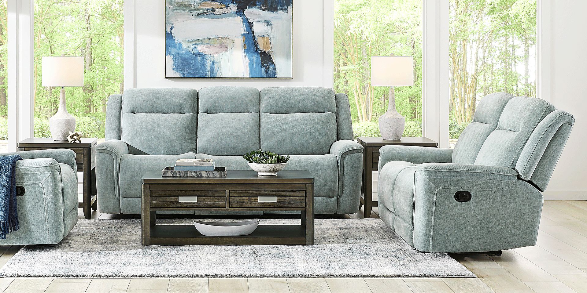 Meadow Park Seafoam Reclining Loveseat - Image 2
