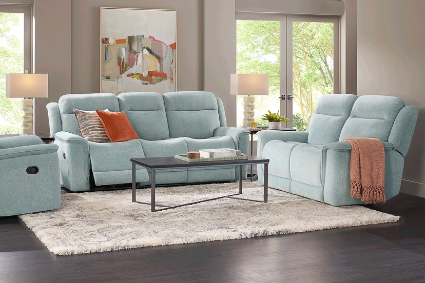 Meadow Park Seafoam 3 Pc Reclining Living Room