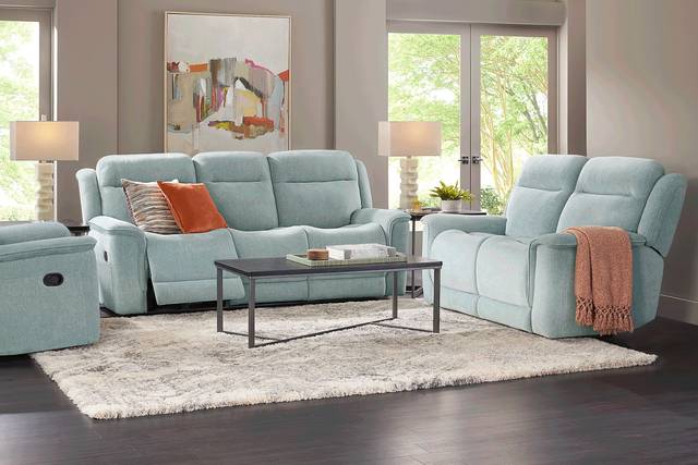 Meadow Park Seafoam 7 Pc Reclining Living Room - Thumbnail - Image 1