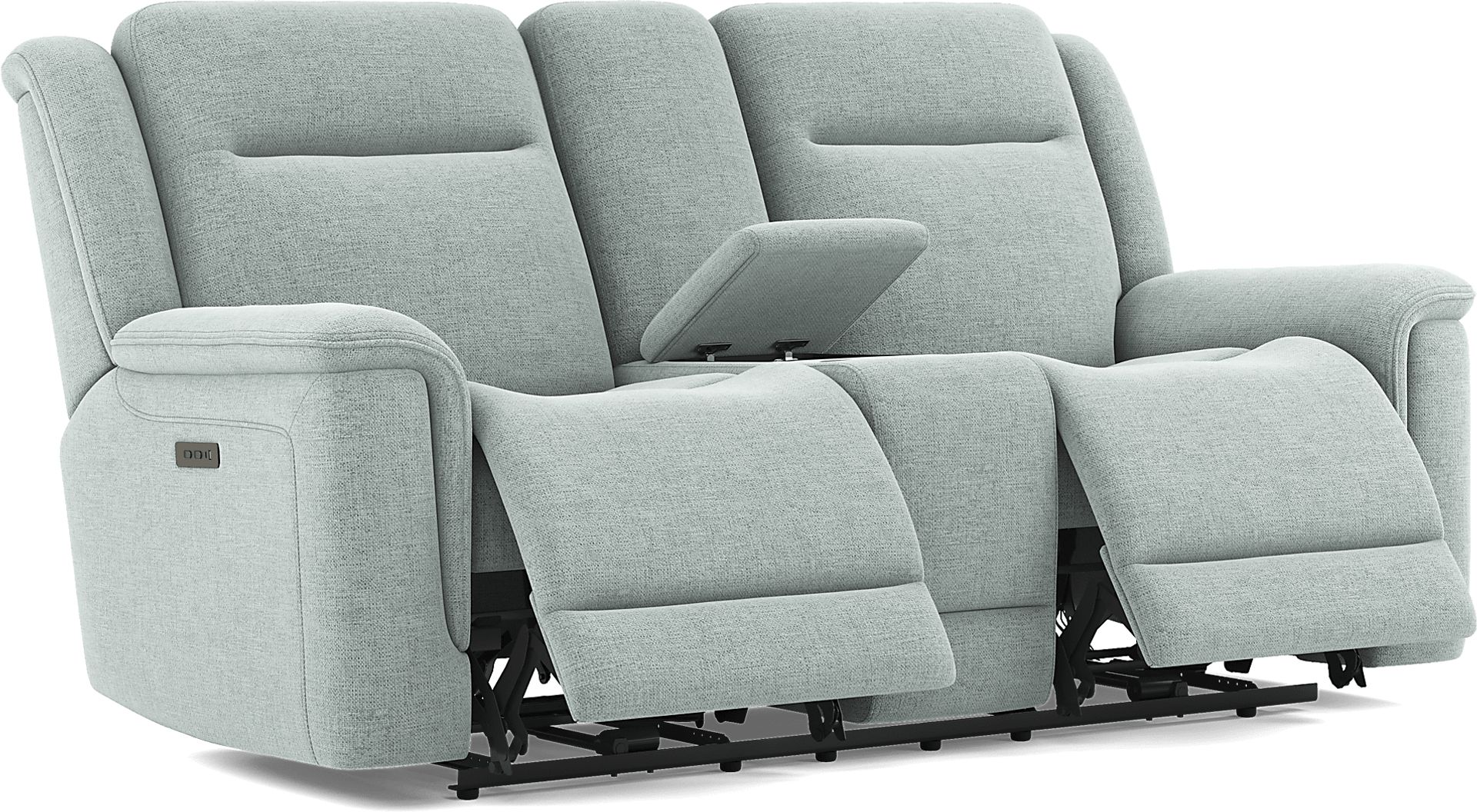 Meadow Park Seafoam Dual Power Reclining Console Loveseat - Image 3