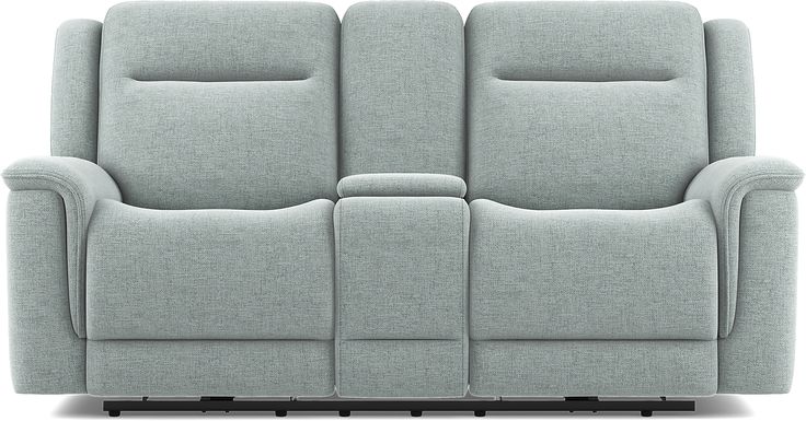 Meadow Park Seafoam Dual Power Reclining Console Loveseat