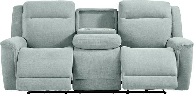 Meadow Park Seafoam Dual Power Reclining Sofa - Thumbnail - Image 4