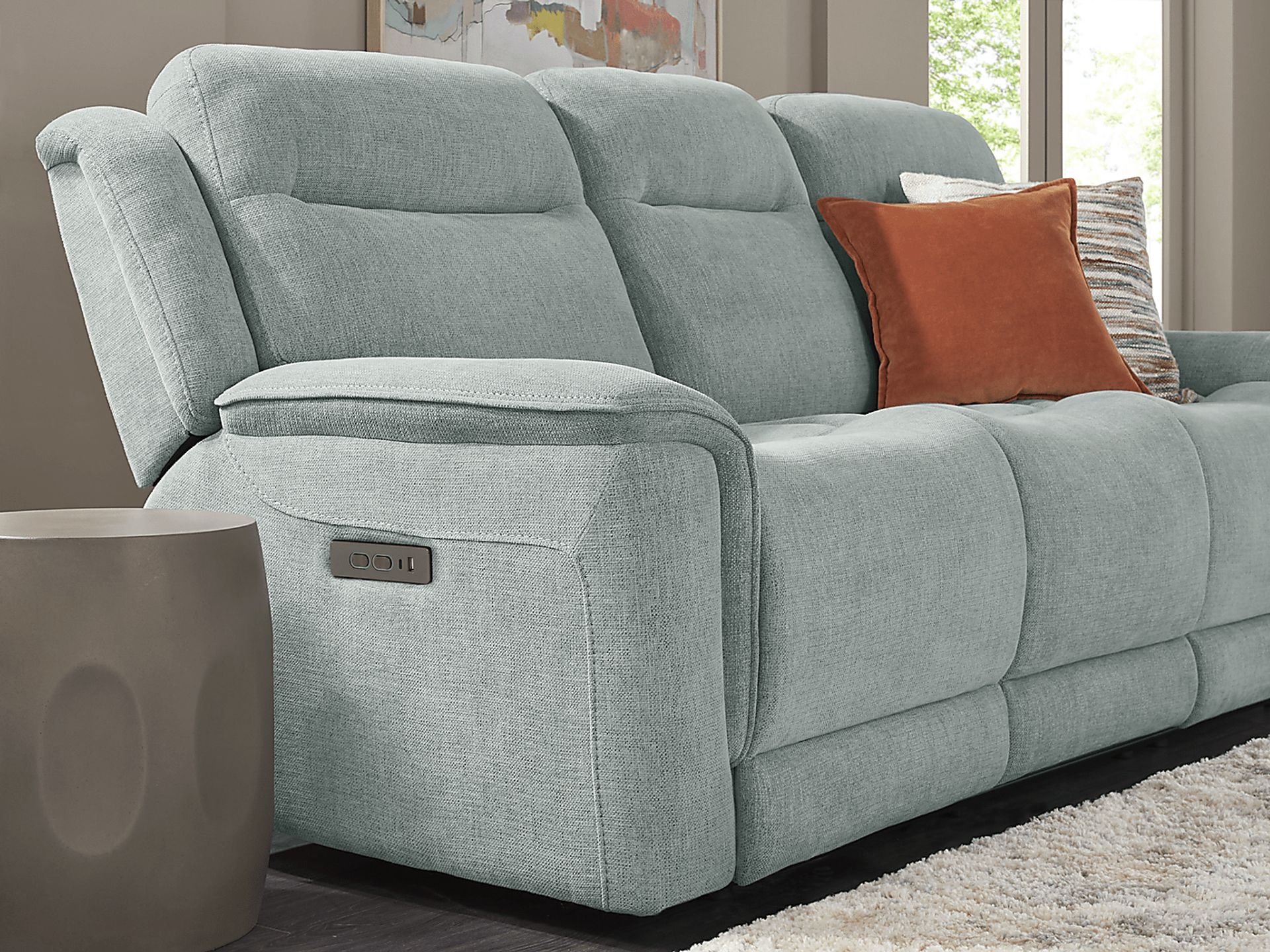 Meadow Park Seafoam Dual Power Reclining Sofa - Image 8