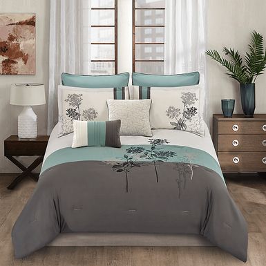 Mearna Blue 8 Pc King Comforter Set