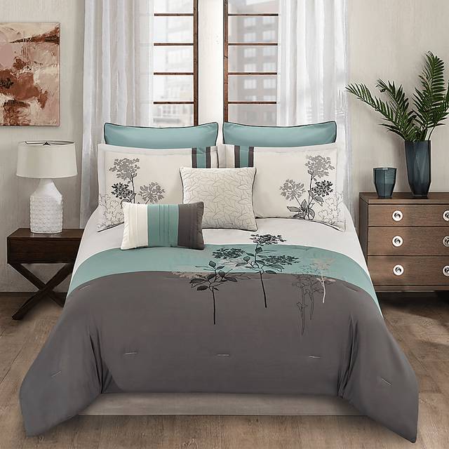 Mearna Blue 8 Pc King Comforter Set - Thumbnail - Image 1