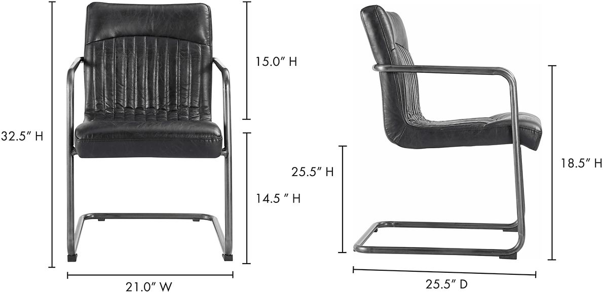 Medill Black Arm Chair, Set of 2