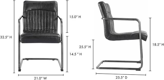 Medill Black Arm Chair, Set of 2 - Thumbnail - Image 7