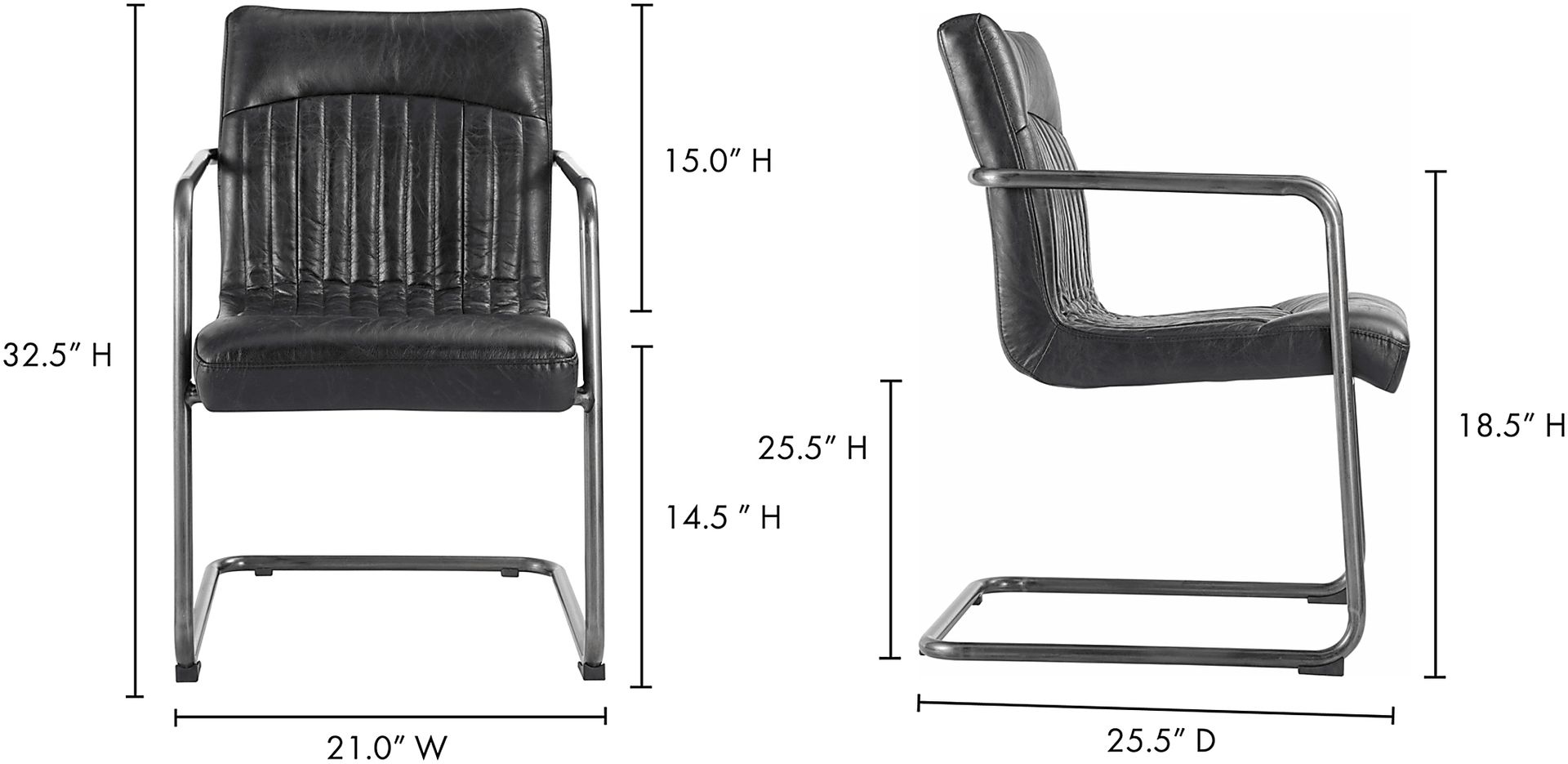 Medill Black Arm Chair, Set of 2 - Image 7