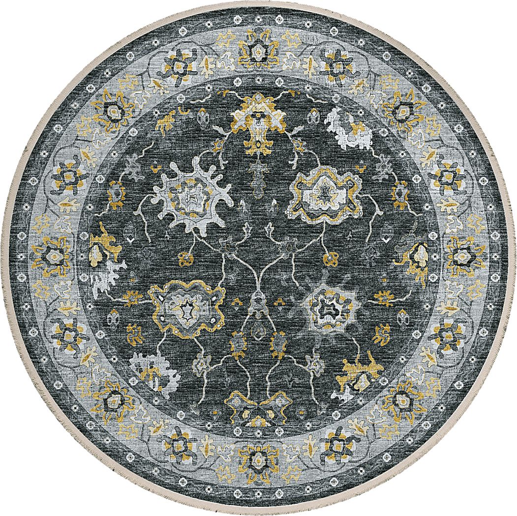 Medrick Black 8' Round Rug