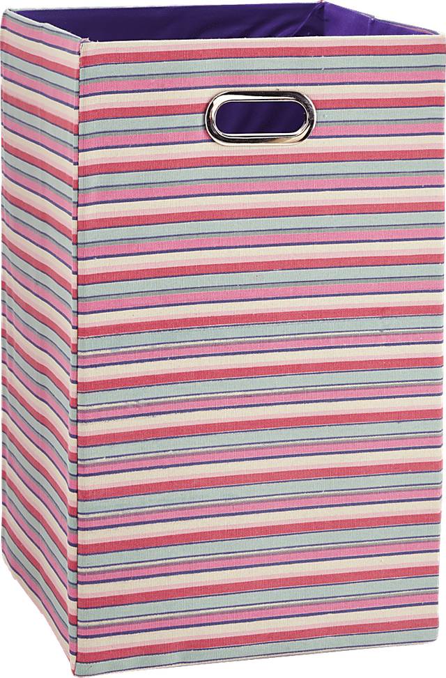 Kids Meg Pink and Gray Striped Laundry Bin - Thumbnail - Image 1