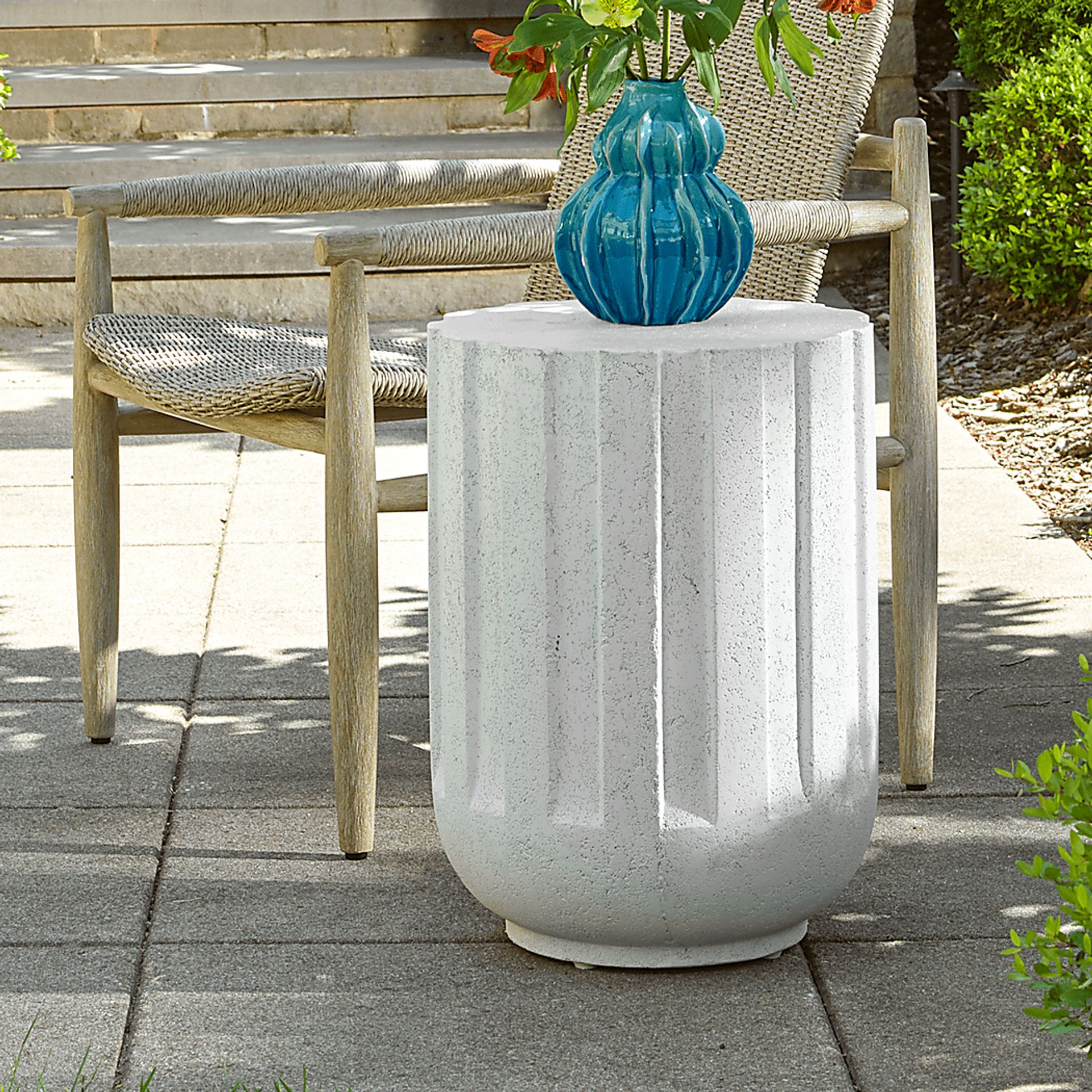 Mehedi White Outdoor End Table - Image 2