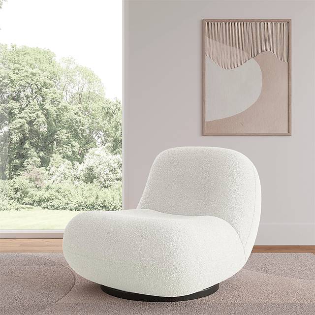 Mehlville White Swivel Accent Chair - Thumbnail - Image 2