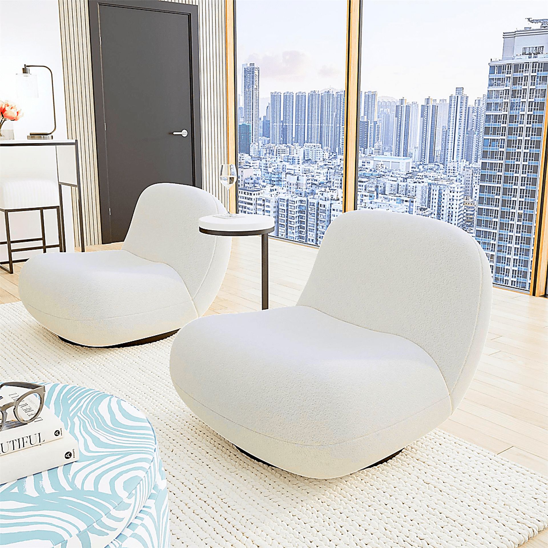 Mehlville White Swivel Accent Chair - Image 3