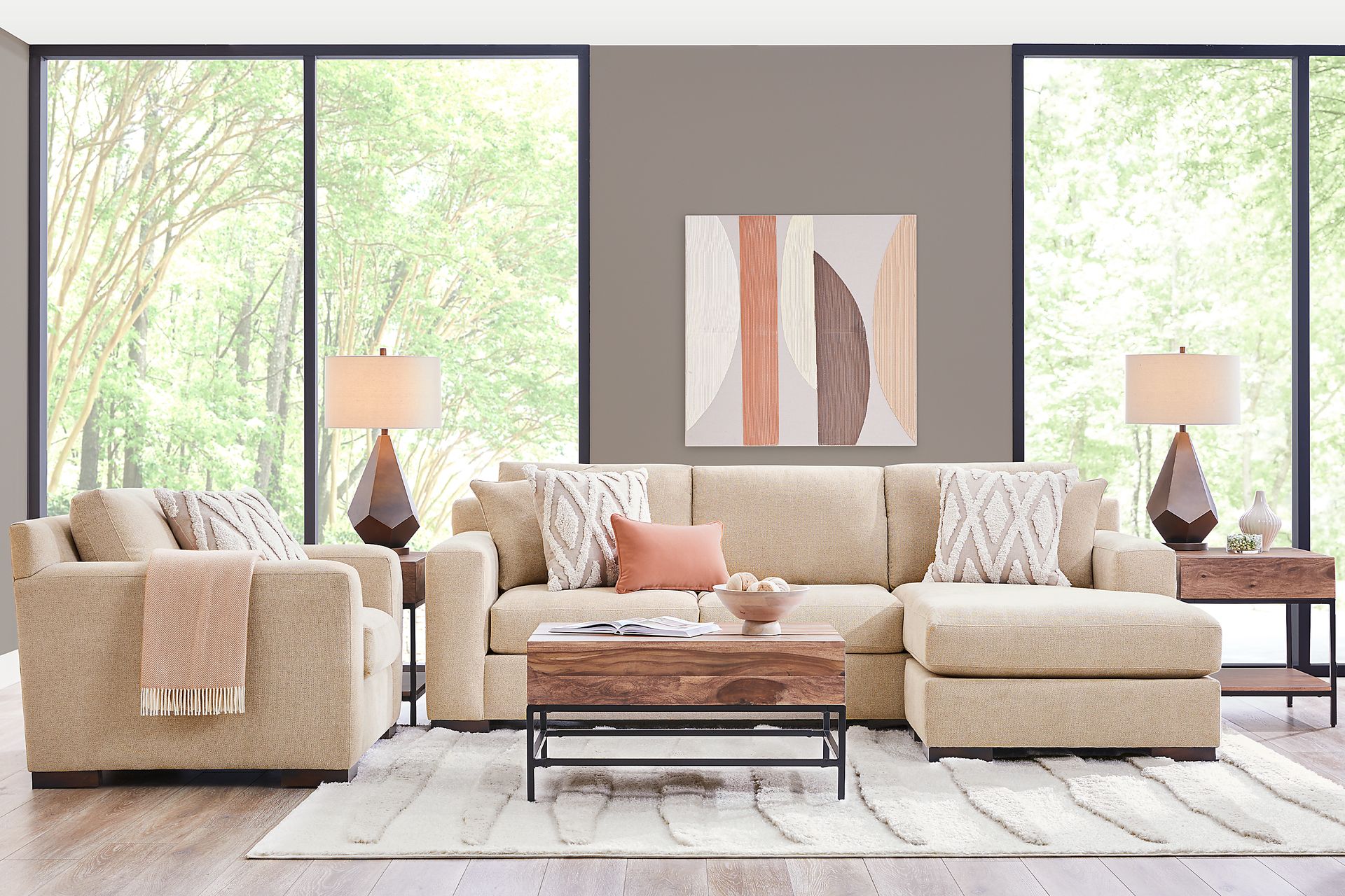 Melbourne Beige 4 Pc Sectional Living Room - Image 1