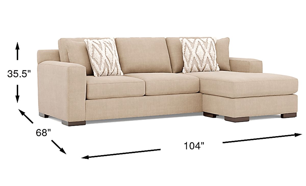 Drew Jonathan Melbourne Beige Chenille Fabric Sofa Chaise