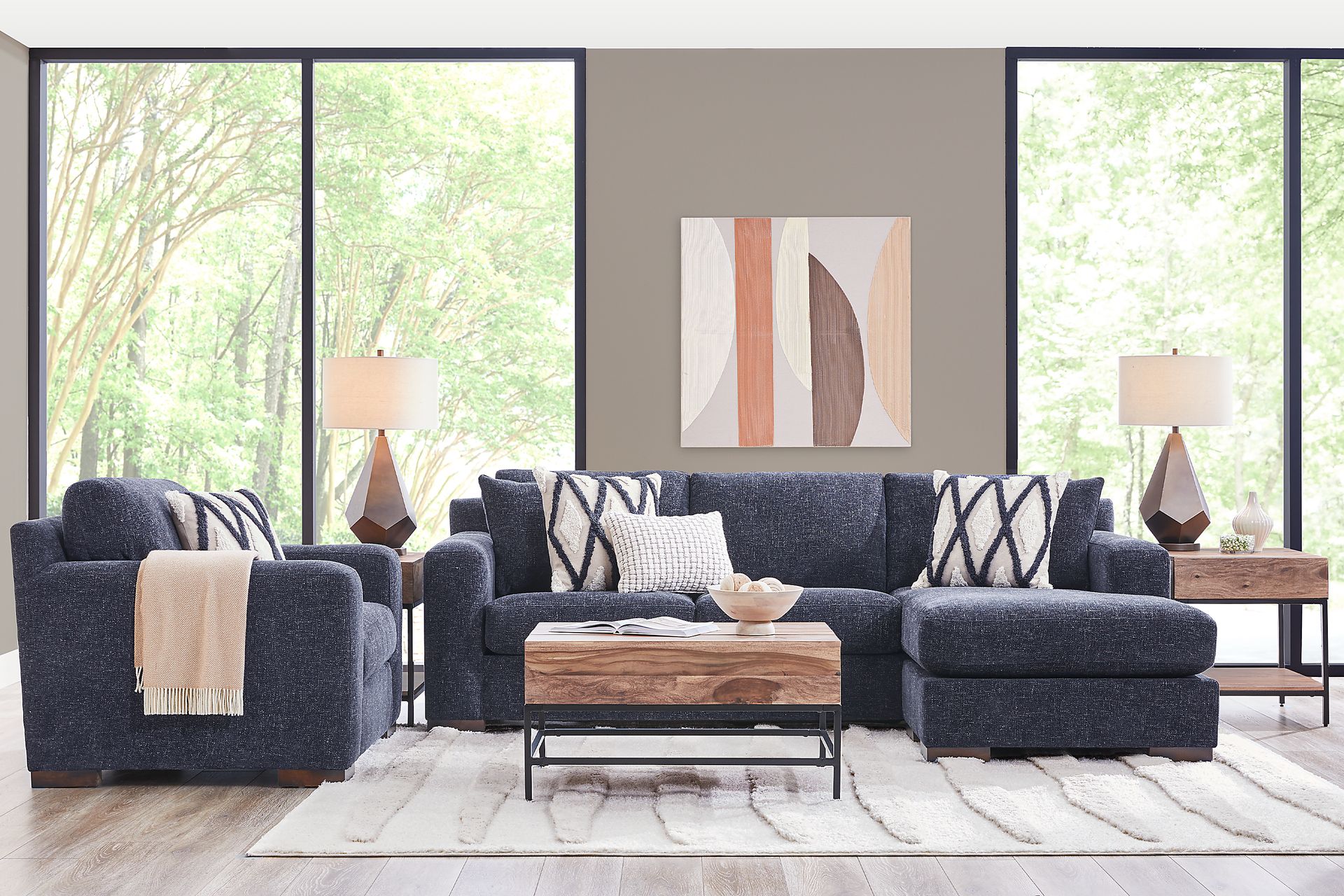 Melbourne Midnight 4 Pc Sectional Living Room - Image 1