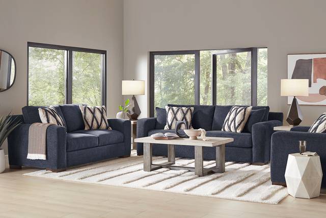 Melbourne Midnight 7 Pc Living Room with Gel Foam Sleeper Sofa - Thumbnail - Image 1