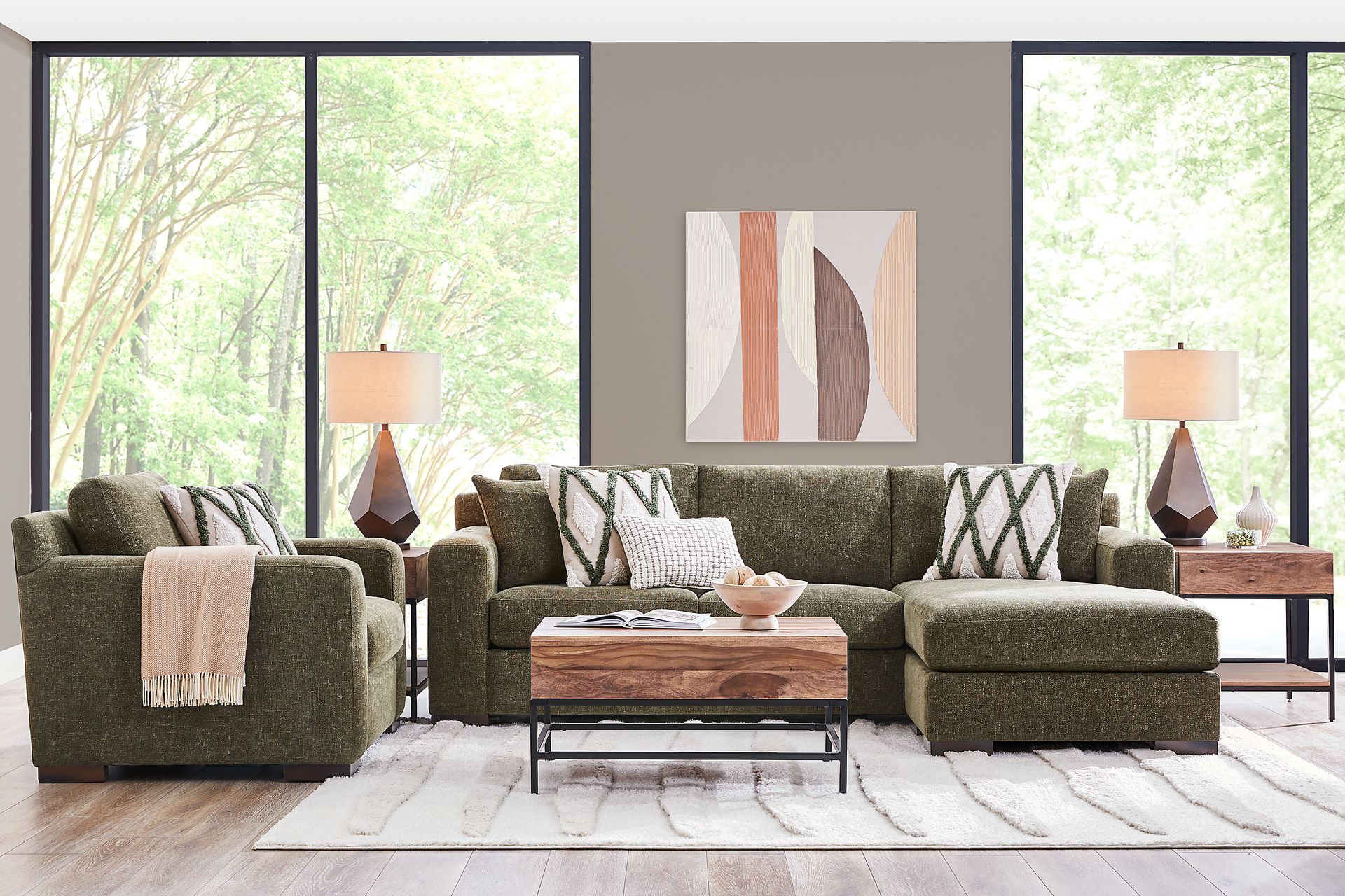 Melbourne Olive 5 Pc Sectional Living Room - Image 1