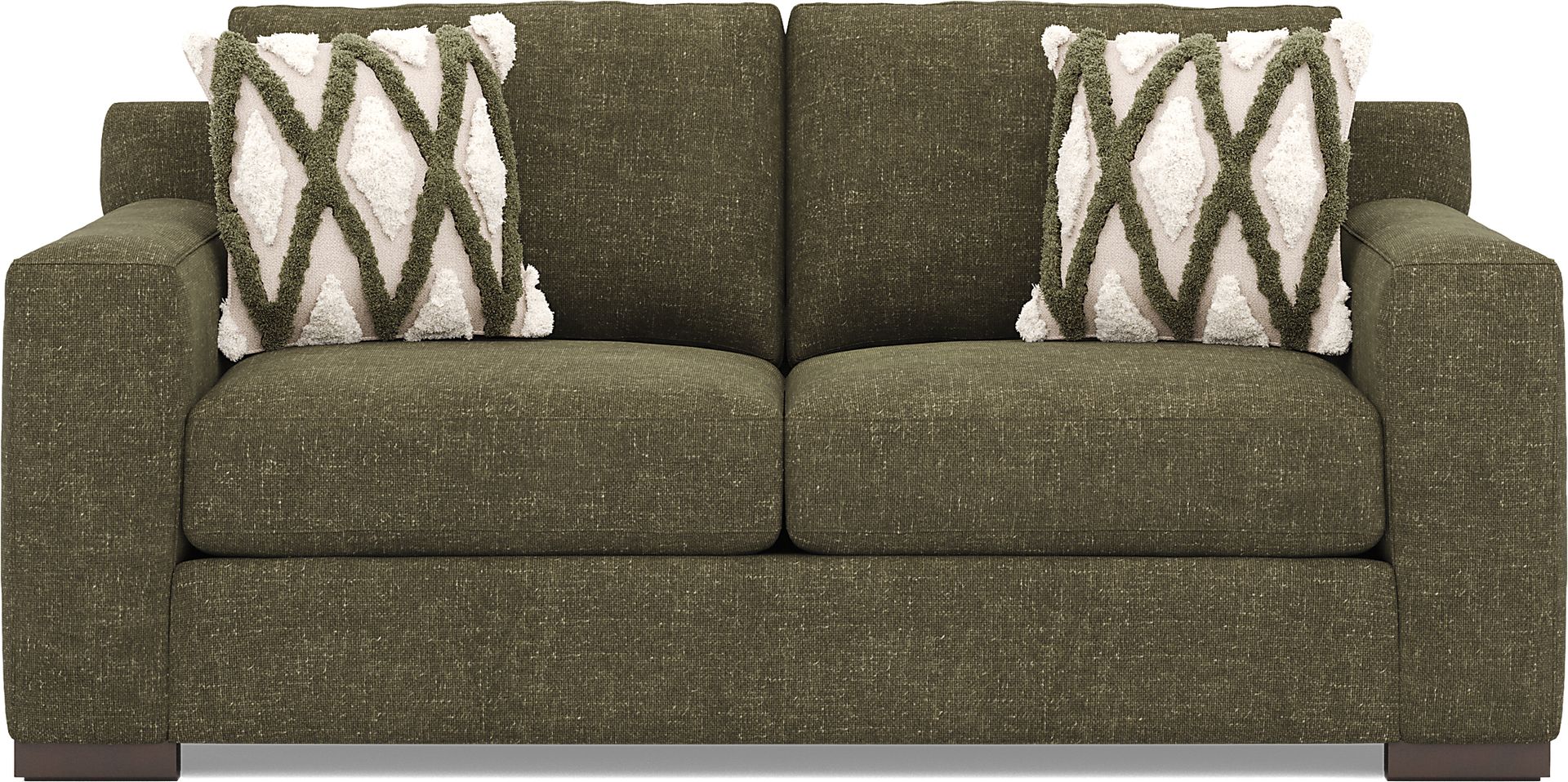Drew & Jonathan Melbourne Olive Green Chenille Fabric Loveseat Rooms