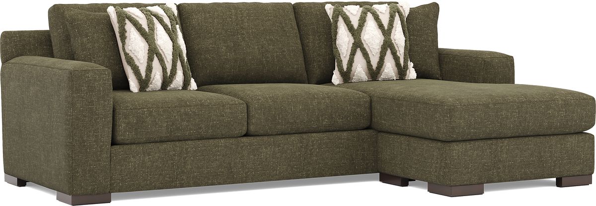 Drew & Jonathan Melbourne Olive Green Chenille Fabric Sofa Chaise