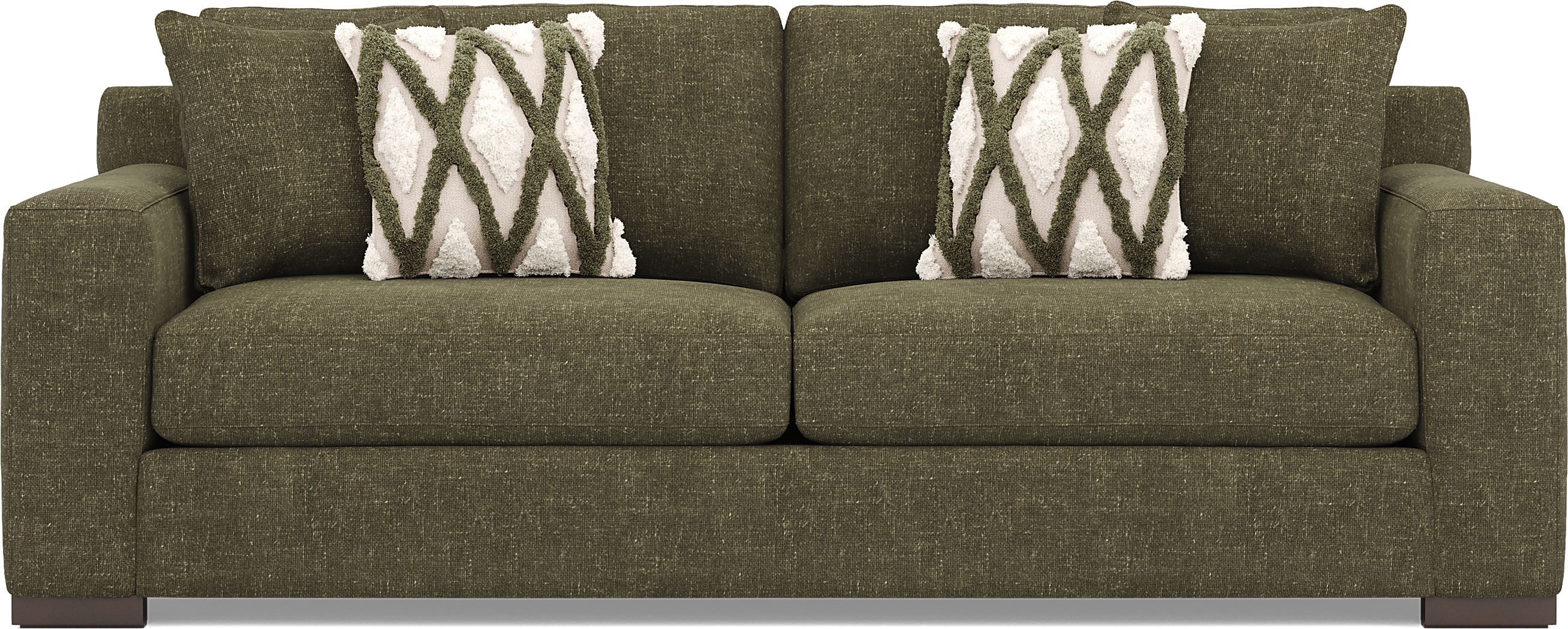 Drew & Jonathan Melbourne Olive Green Chenille Fabric Sofa | Rooms