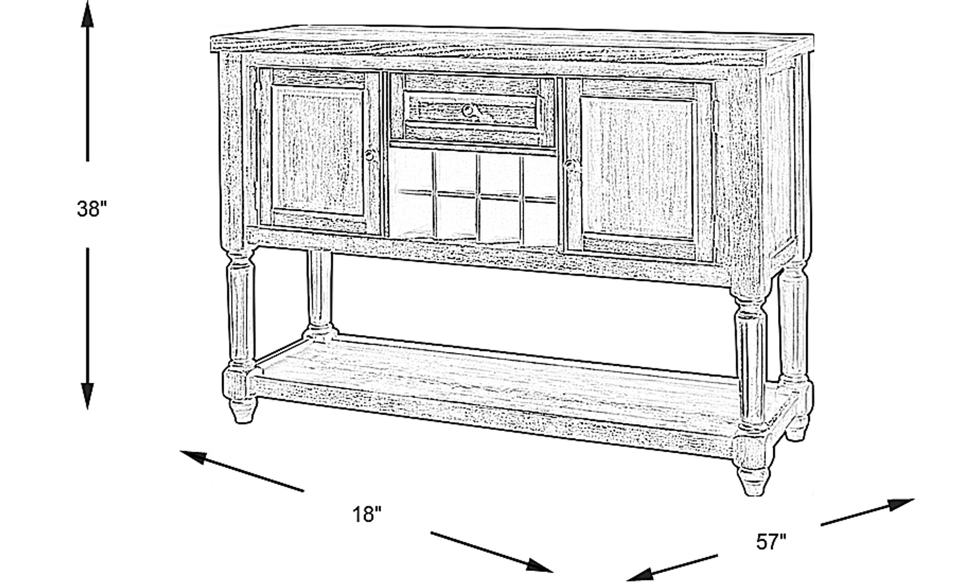 Dimension Image. Please refer to the Dimension Tab on this page for dimension details.