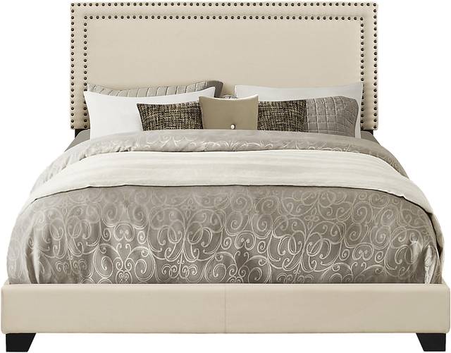 Melina Cream King Upholstered Bed - Thumbnail - Image 1
