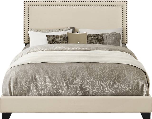 Melina Cream Queen Upholstered Bed - Thumbnail - Image 1