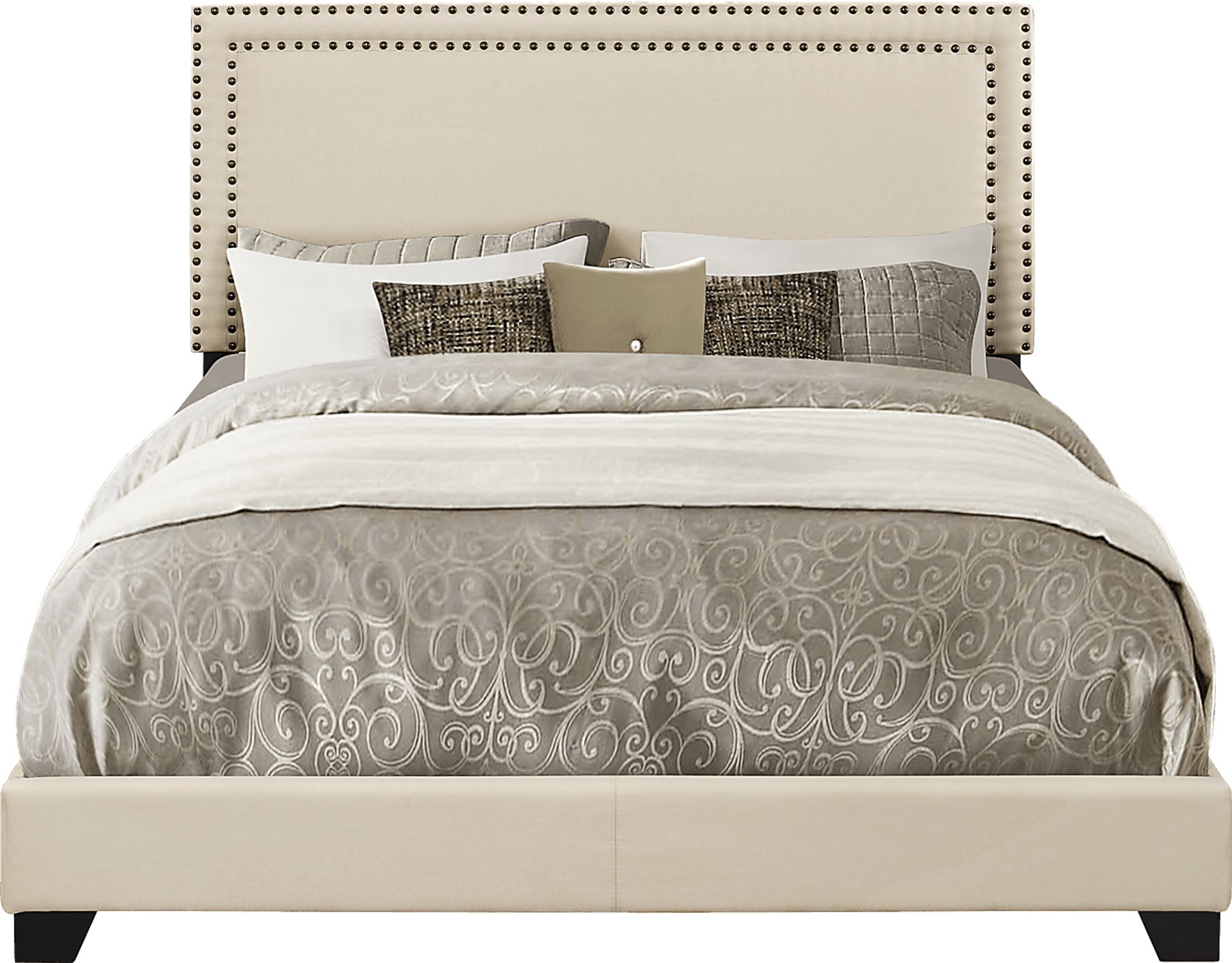 Melina Cream Queen Upholstered Bed - Image 1